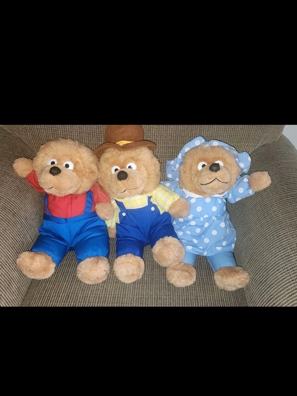 Vtg Berenstain Bears Papa, Mama, And Brother Bear Stuffed Animal Plush Toy 1996
